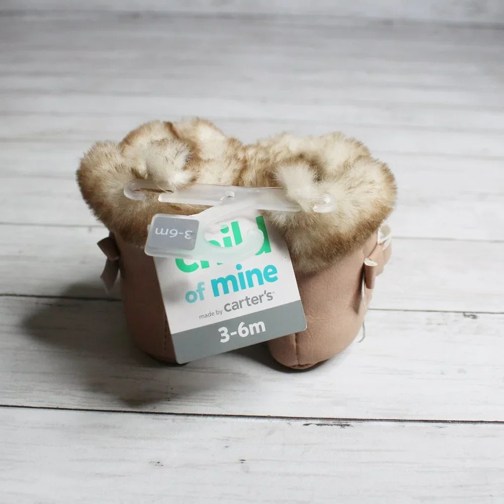 Carter's Baby Girl Winter Booties Crib Shoe Boots 3-6 Months Faux Fur